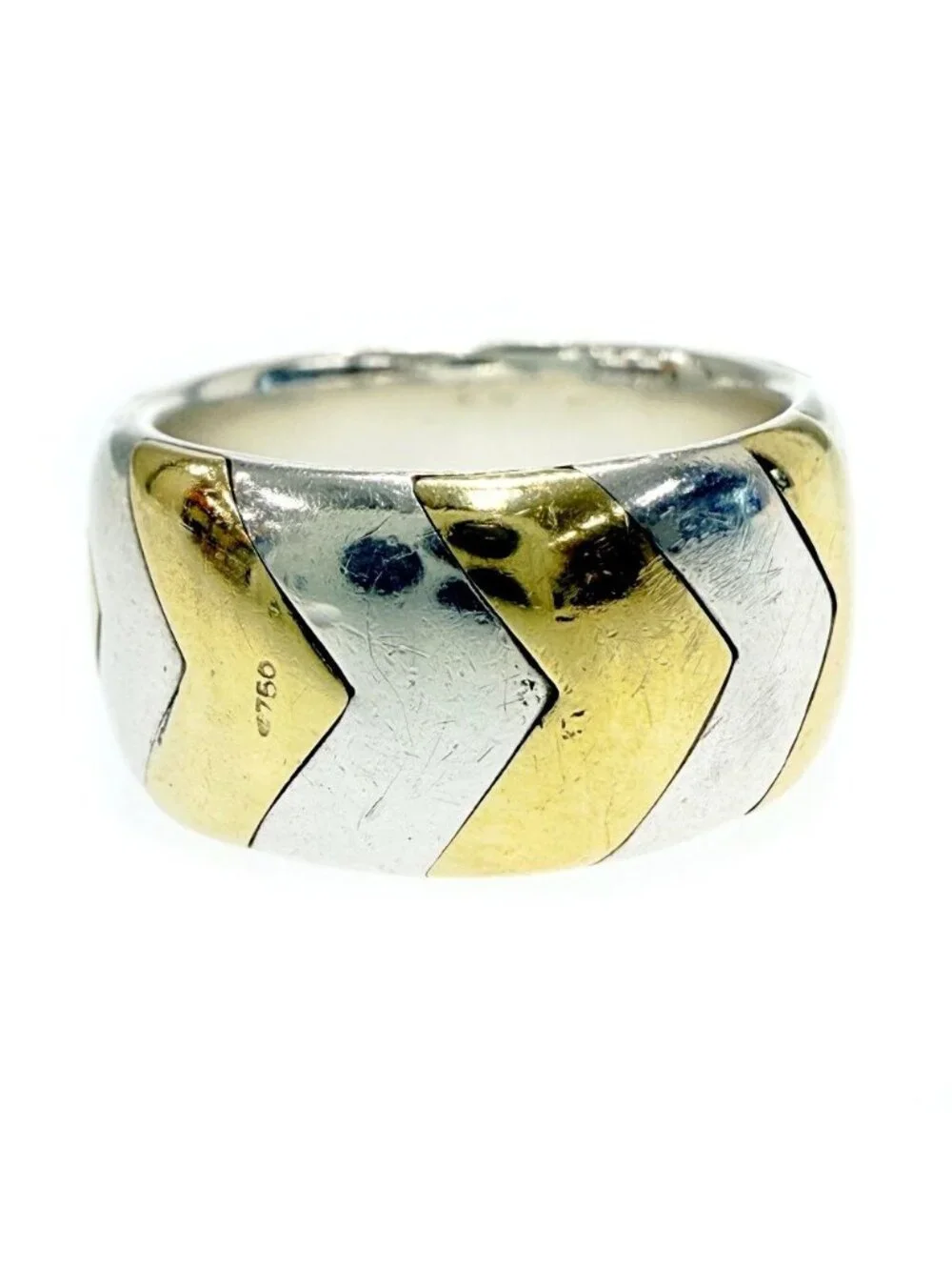 Tiffany & Co Silver Gold Combination Herringbone Ring
